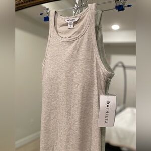 Athleta Signature Rib Maxi Dress Size XS NWT Oat Heathered